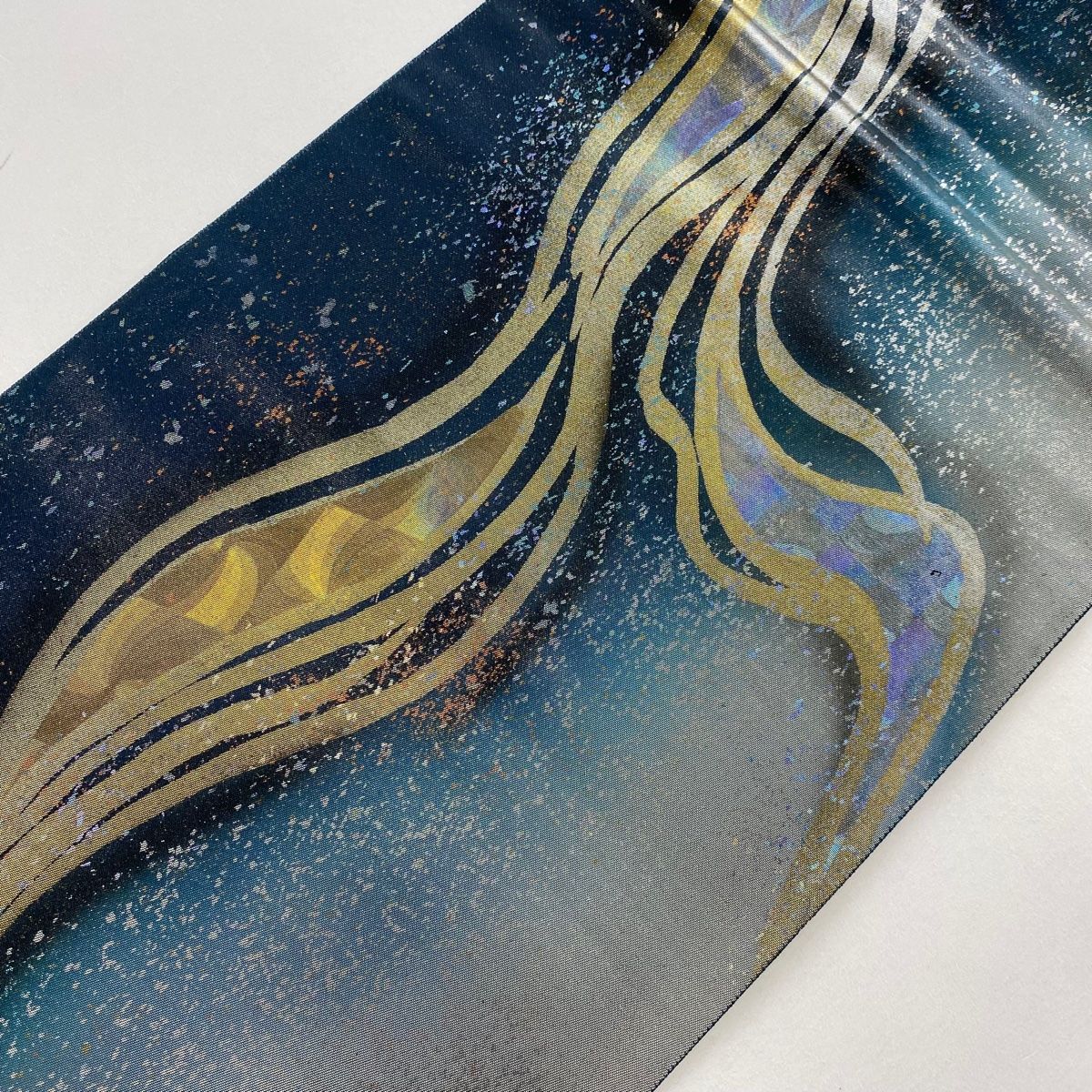 袋帯 美品 秀品 幾何学模様 箔 深緑 六通 正絹 【中古】 - メルカリ