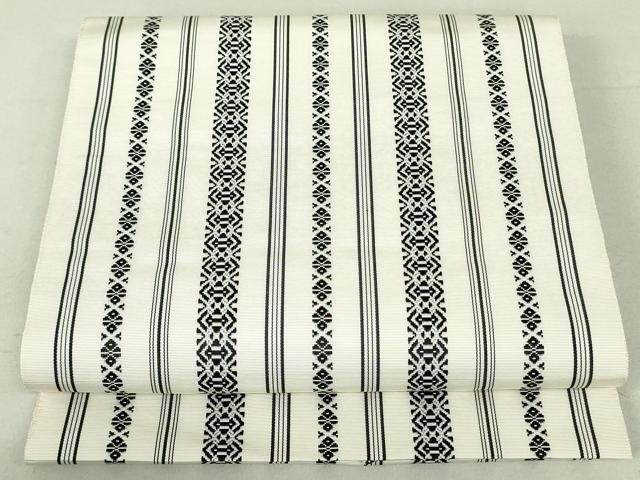 平和屋着物○本場筑前博多織 八寸名古屋帯 献上 生成り色 正絹