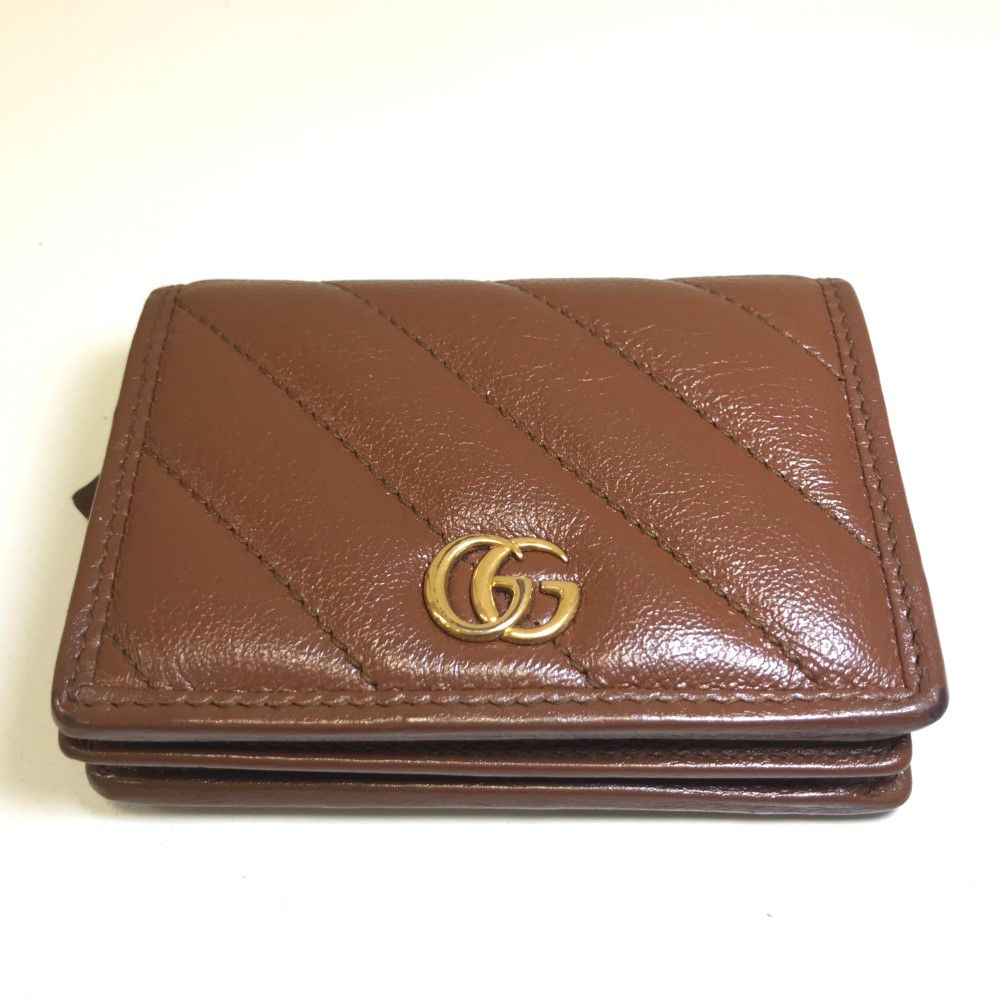 07w2332☆ GUCCI グッチ GGマーモント 二つ折りレザーウォレット 財布
