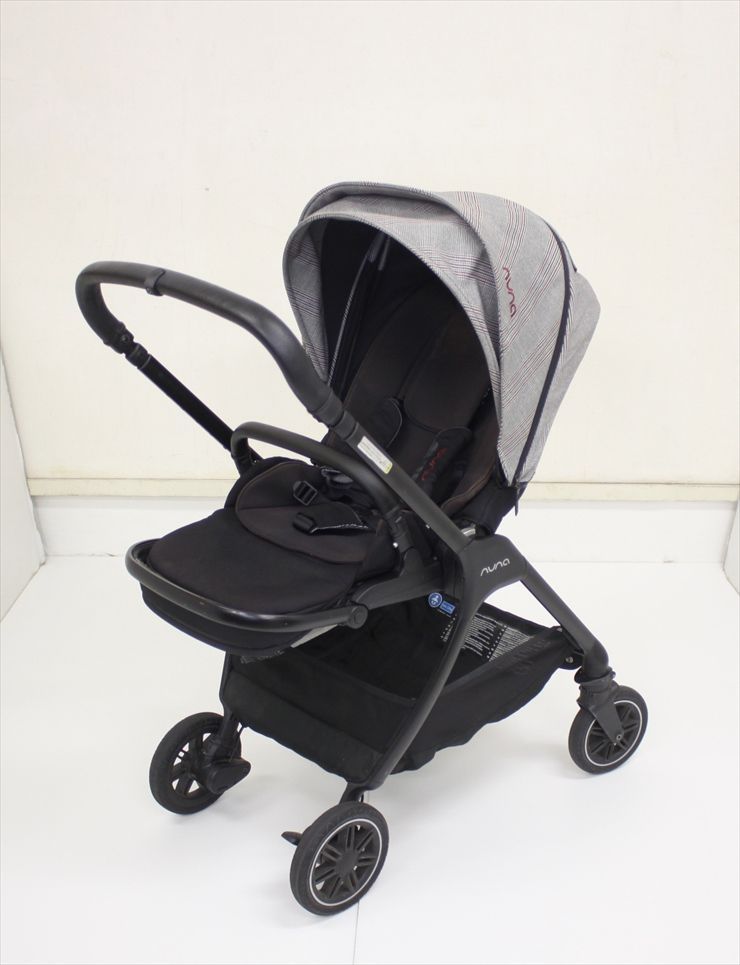 nuna トリヴ 幌 デザイン トラベルシステム用アダプター2種 レインカバー付 3つ折コンパクト 両対面ベビーカー 新生児～ クリーニング済み B188002