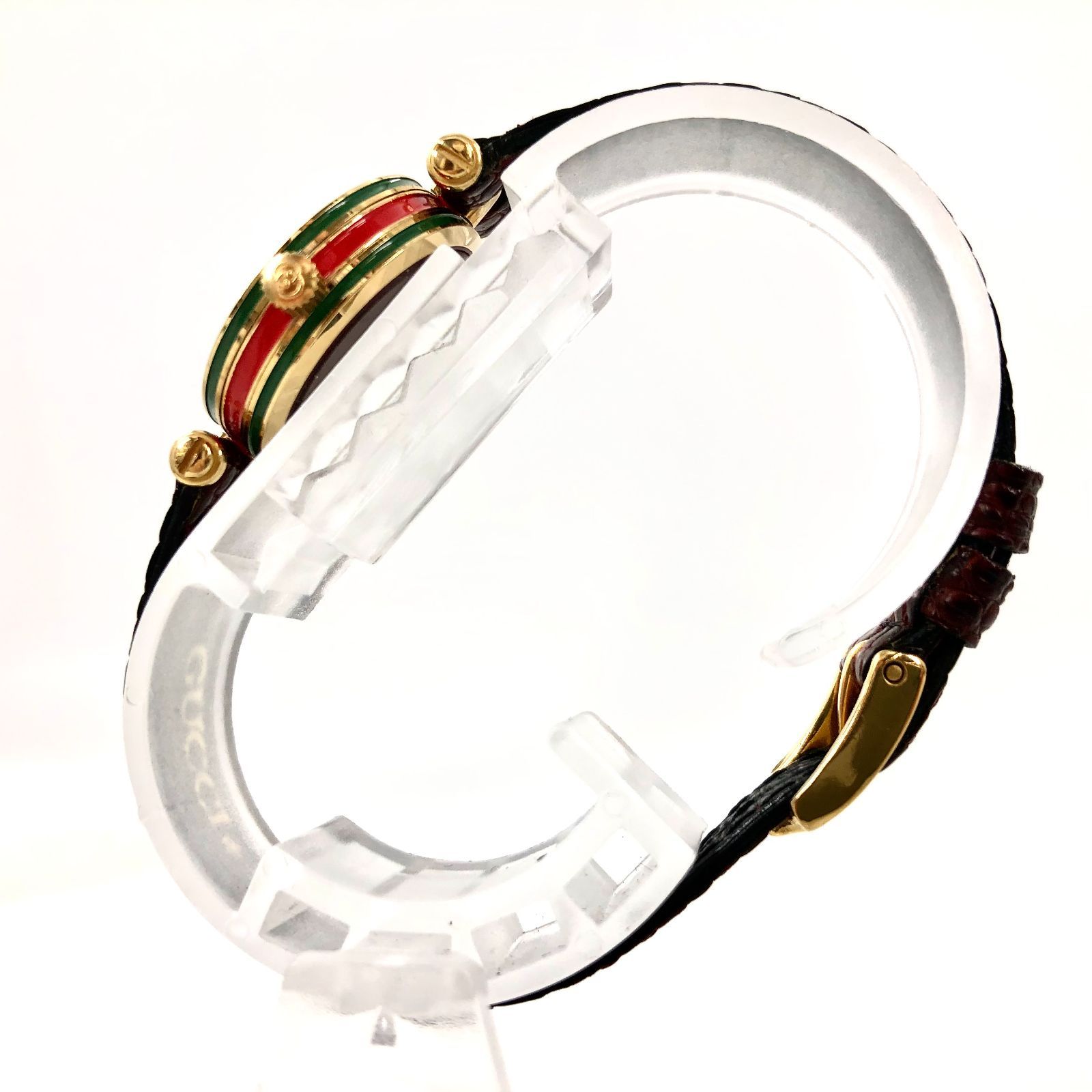 稼働品　GUCCI グッチ　レディース時計 シェリー　ホワイト、レッドライン 稼働品GUCCI グッチレディース時計 シェリーホワイト、レッドライン