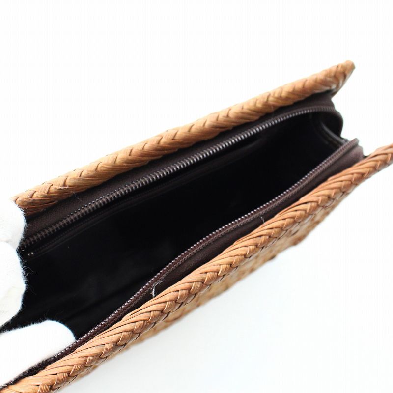 山葡萄 山ぶどう 網代編み チャーム付き ジップ開閉 クラッチバッグ