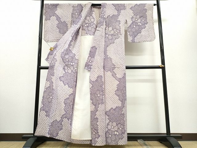 有松鳴海浴衣伝統工芸品❤️しわ兵児帯新品付き4点セット❤️銘品 すごい値！夏物 本場有松鳴海絞り 浴衣 ゆかた 手縫い 絞り 木綿 藍色