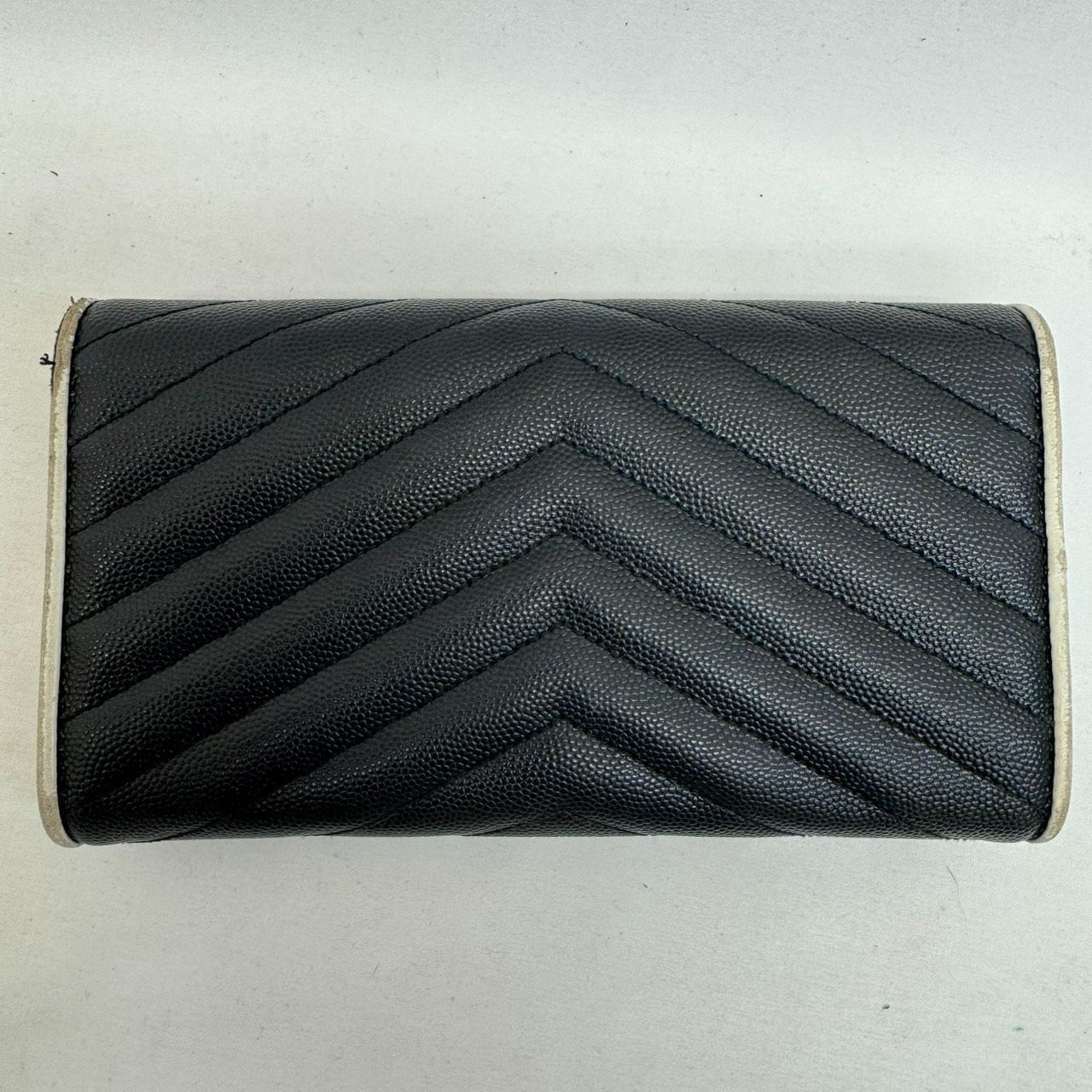 SAINT LAURENT 長財布 キルティング レザー ブラック ホワイト