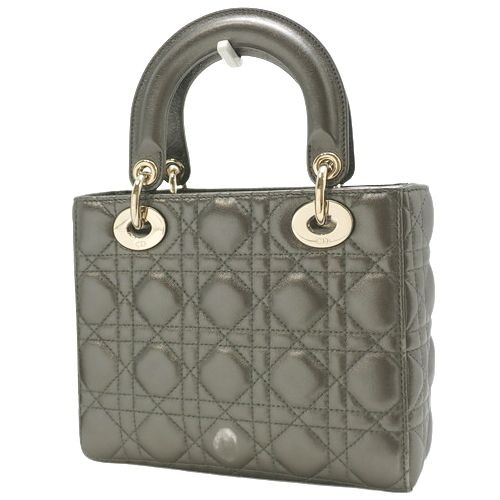 クリスチャンディオールハンドバッグ LADY DIOR MY ABCDIOR バッグ カーフ カナージュ メタリックガンメタル グレー灰 40601098865