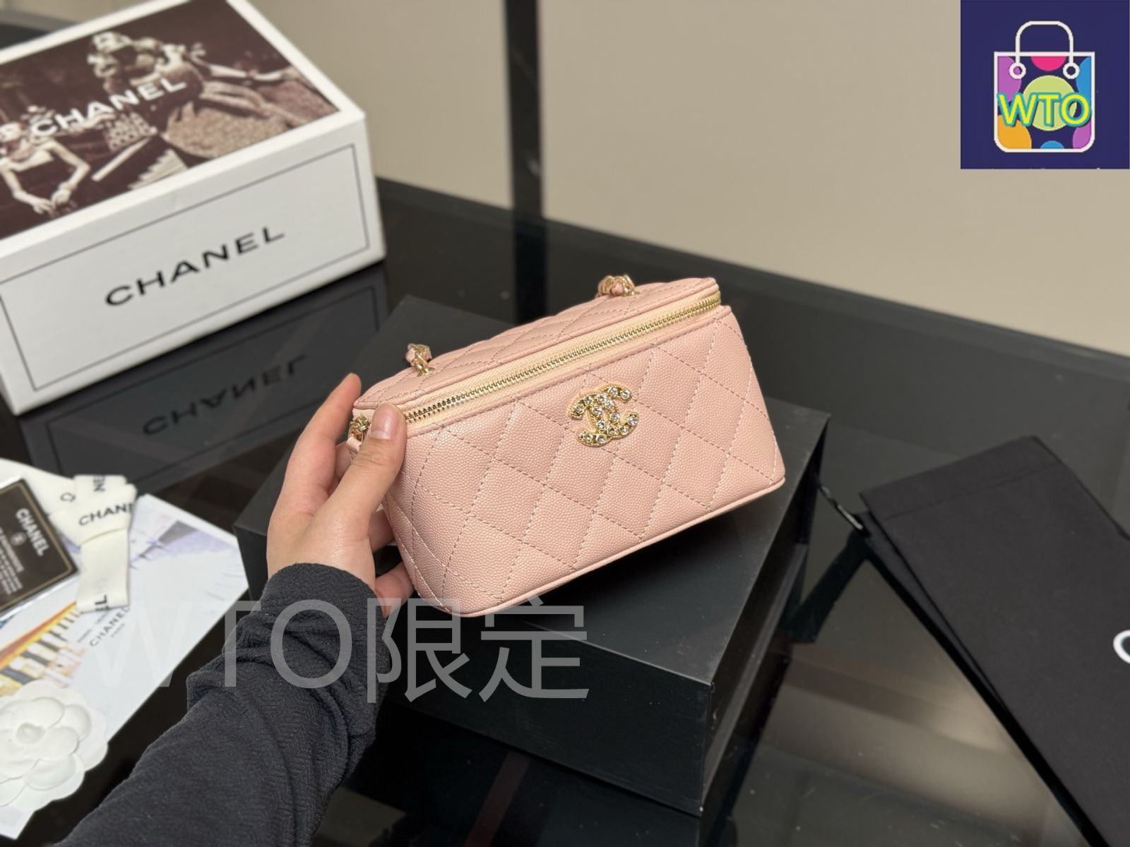 今日特価】Chanel Makeup Case × ～17×11cm ハンドル メイク