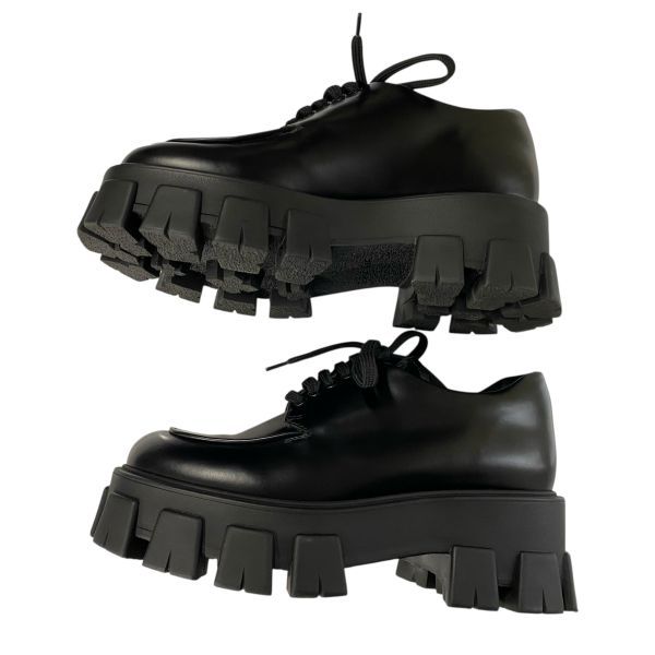 プラダ PRADA モノリス ブラッシュドレザー レースアップシューズ 厚底