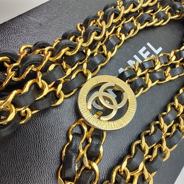 CHANEL レザーベルト CCロゴ マトラッセ シルバー・ゴールド金具 CHANEL - CHANEL(シャネル) ベルト 80 32 - 黒×ゴールド ココ