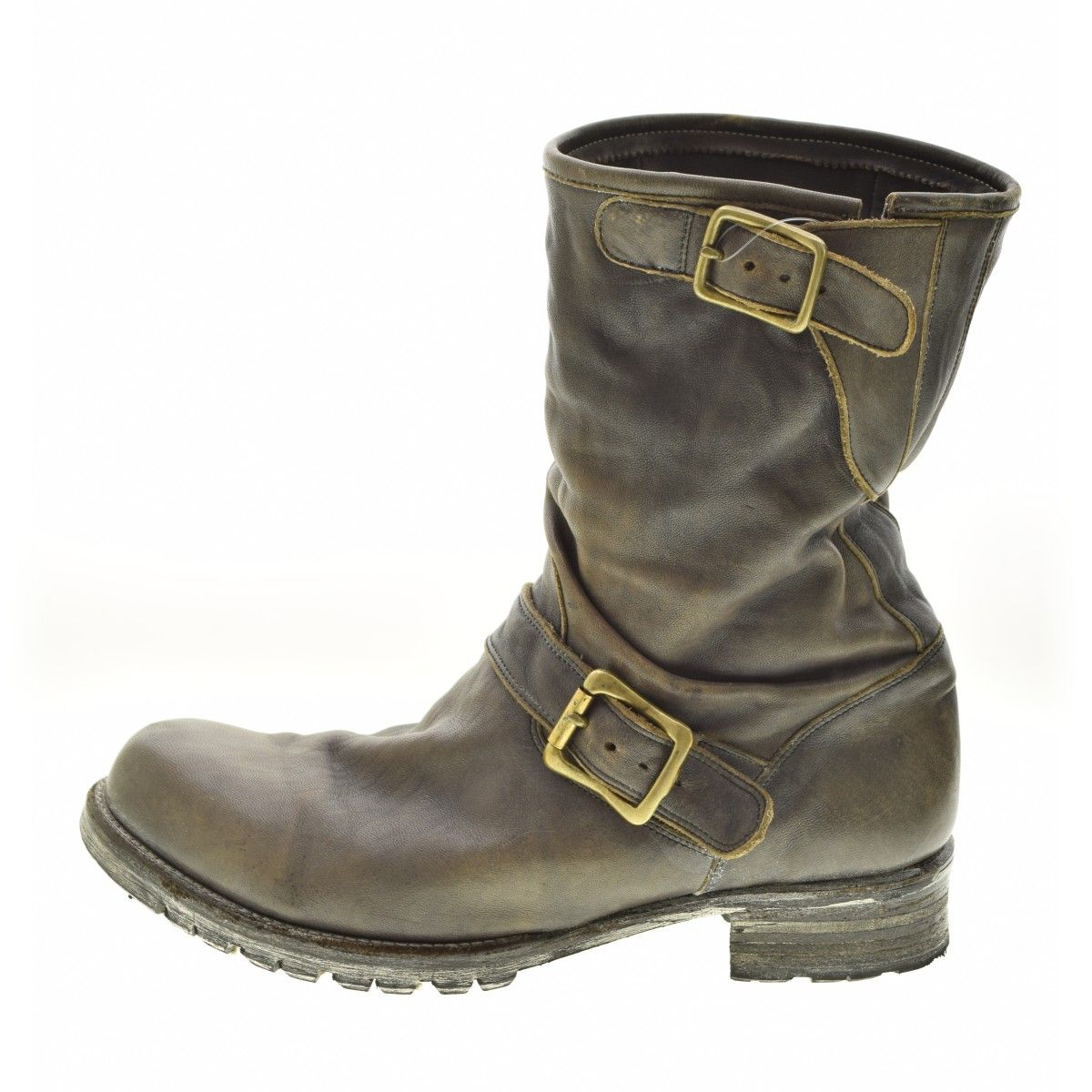 ねじれ加工レザーエンジニアブーツ