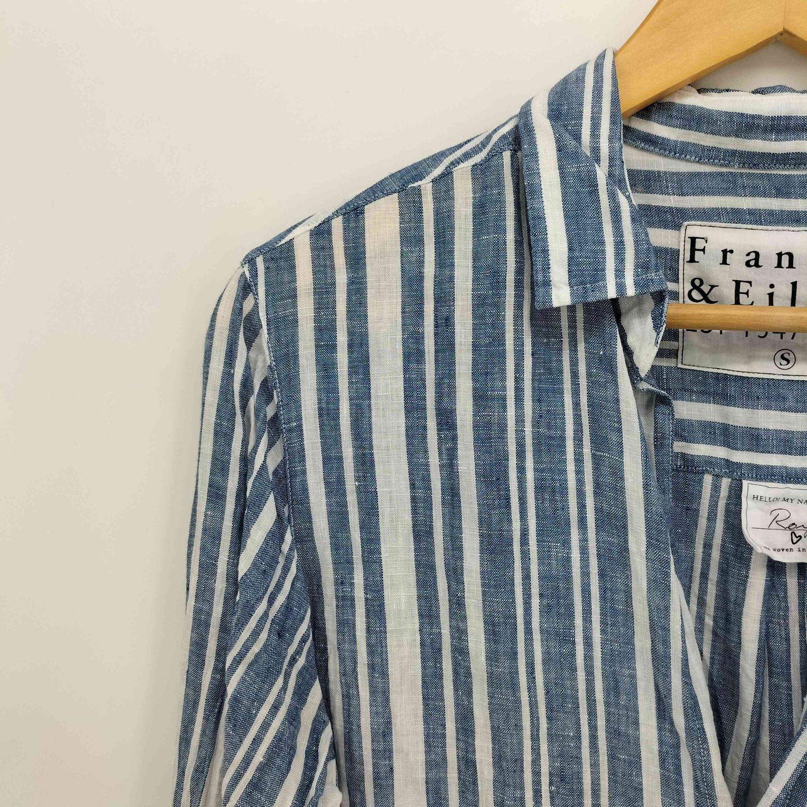 【美品✨】フランクアンドアイリーン　長袖シャツ　リネン100%　ストライプ フランクアンドアイリーン Frank＆Eileen RORY イタリアンリネン