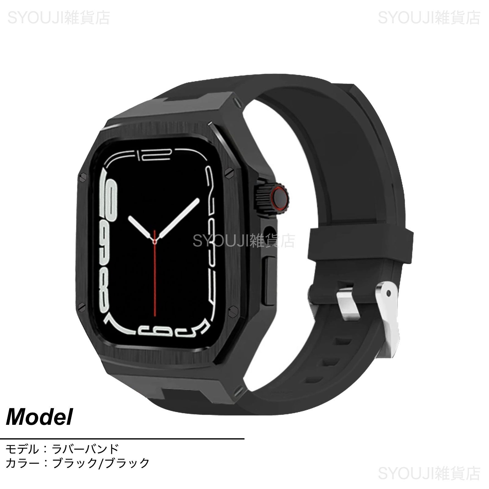 Apple Watch 11/10 46mm シリコン/ステンレスバンド ブラック - メルカリ