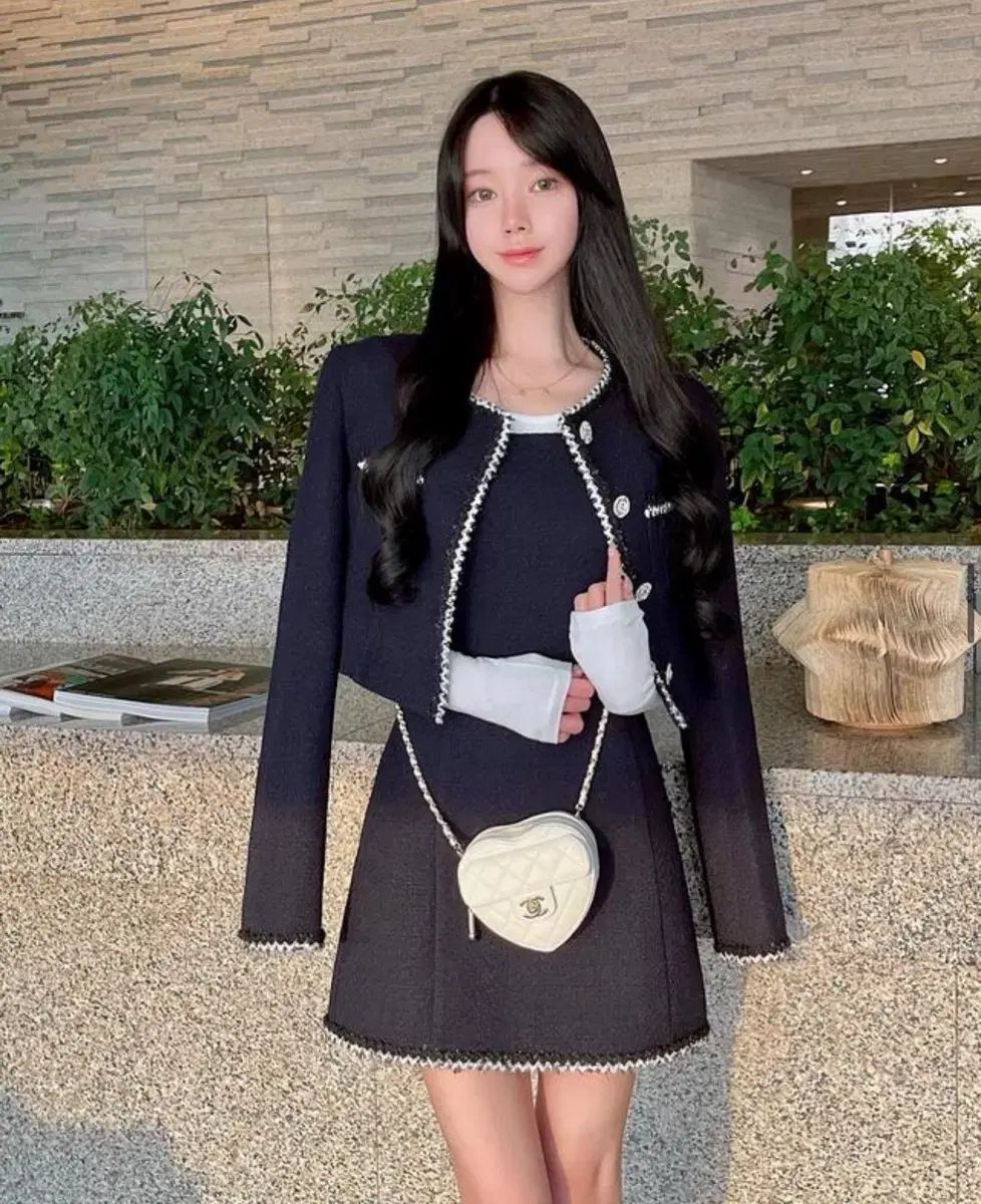  一度着用 メイユン S ツイード ジャケット ドレス セット ネイビー xs その他 ビジネススーツ