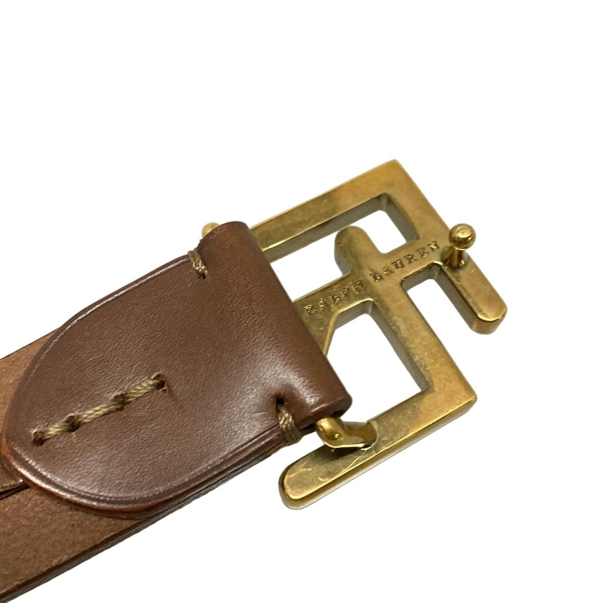 ローレンラルフローレン　RLLロゴバックル　レザーベルト　ゴールド　ブラウン LAUREN RALPH Lauren Ralph ローレンラルフローレン ベルト
