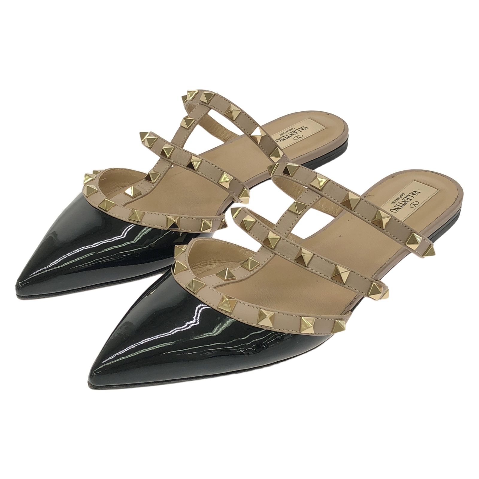 ヴァレンチノ Valentino ミュール パテントレザー ミュール ブラック パテントレザー パテントレザー ミュール レディース Used B