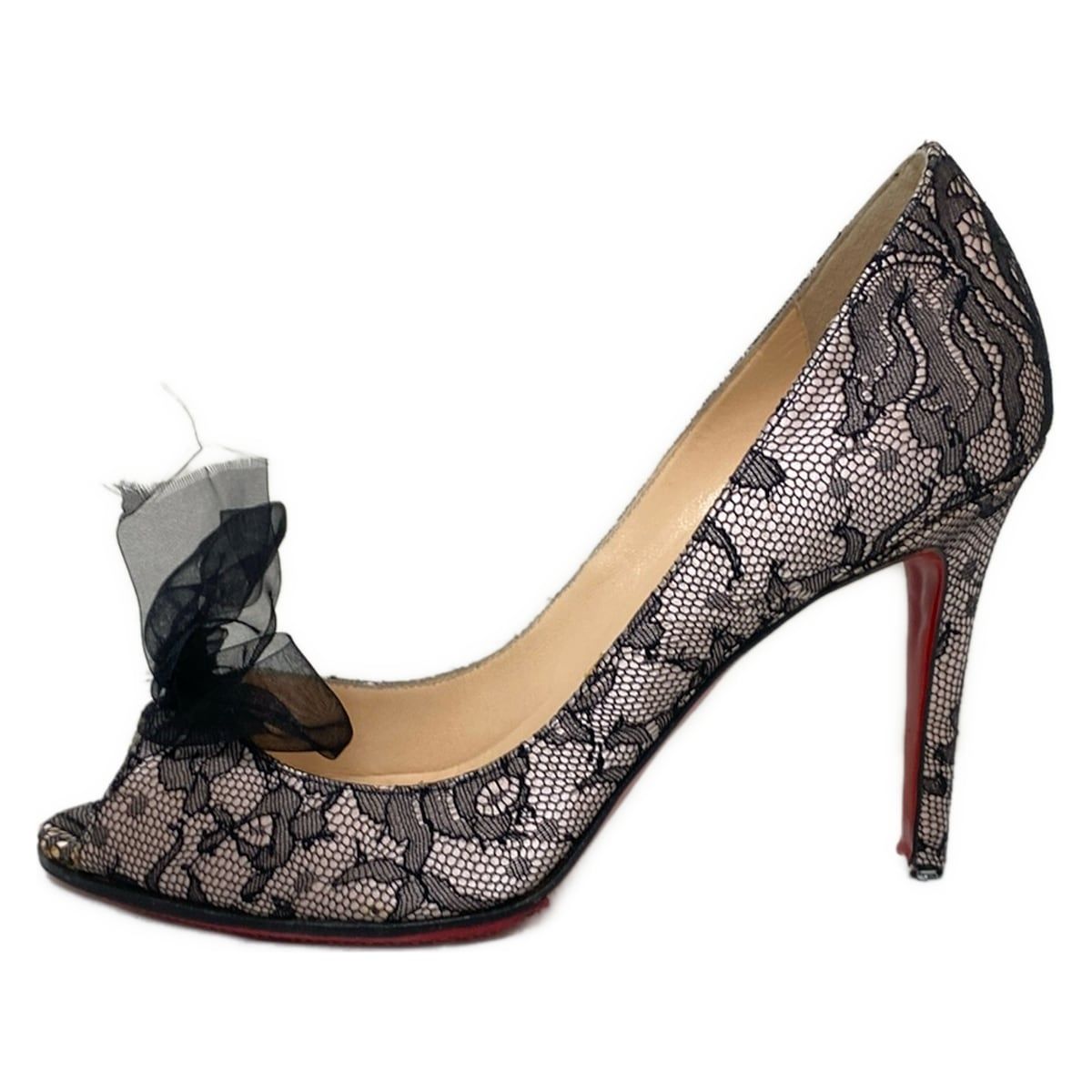 CHRISTIAN LOUBOUTIN クリスチャンルブタン パンプス 37 レディース - 黒 リボン