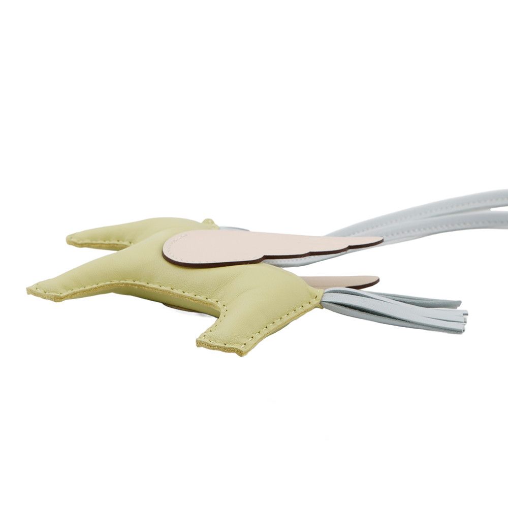 エルメス バッグチャーム ロデオ ペガサスMM ジョーヌブルジョン|ナタ|ブルーブリュム ラムスキン U刻印