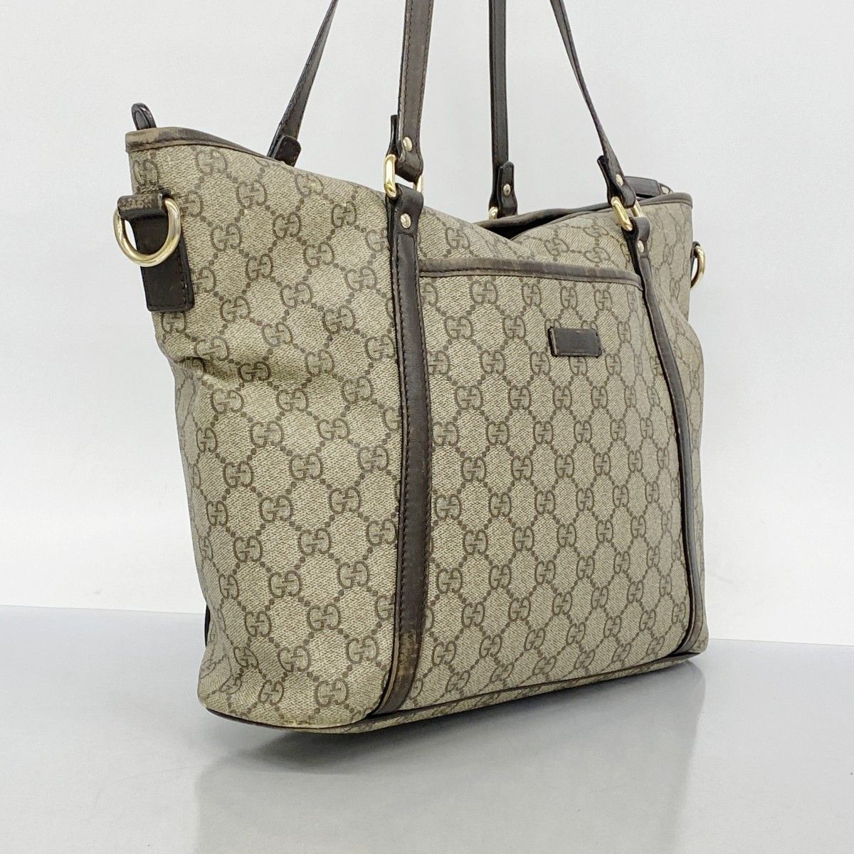 5ib2284 グッチ トートバッグ GGスプリーム 388929 PVC ブラウン ゴールド金具 レディース