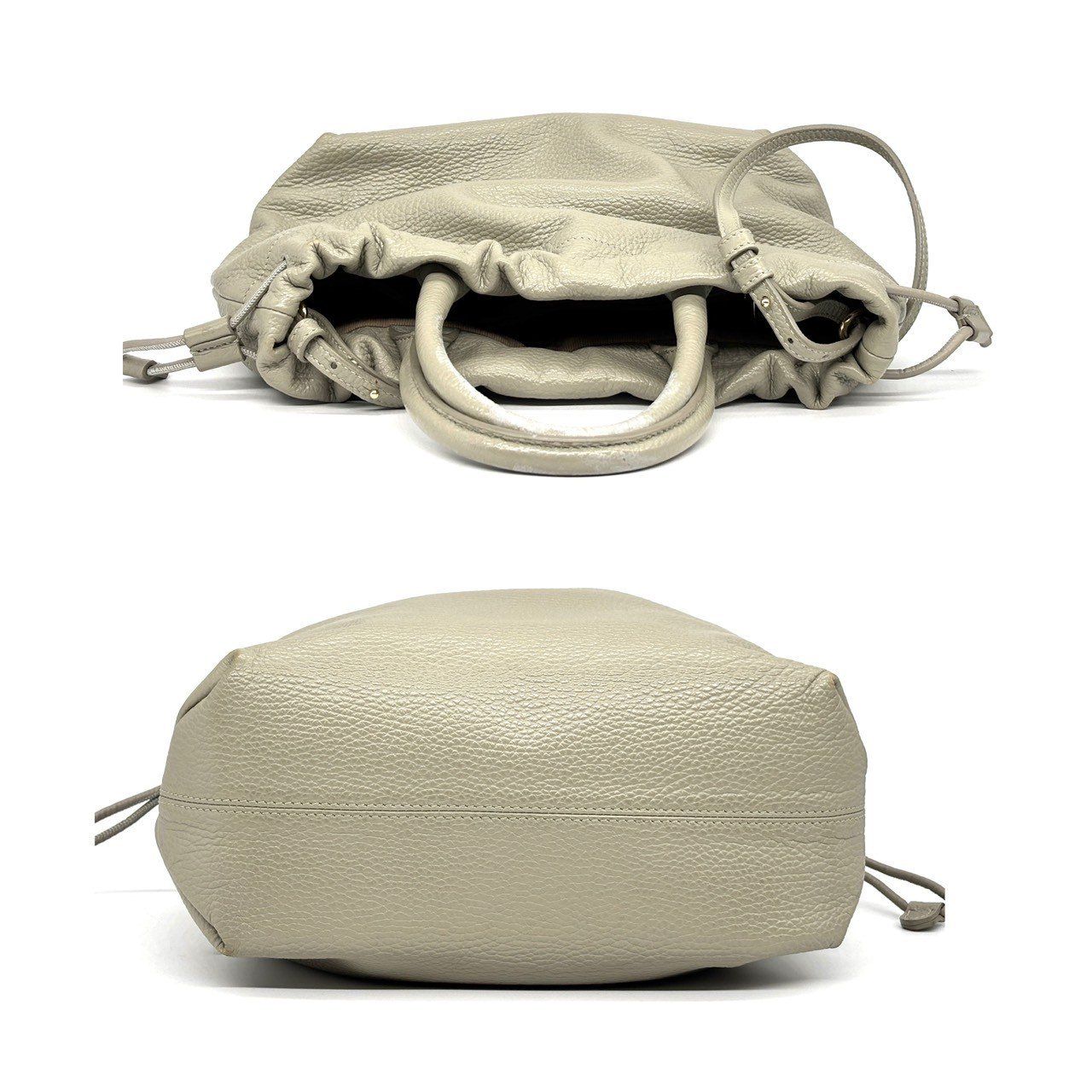 極美品　FURLA　フルラ　ショルダーバッグ　巾着　グレー　レザー　7 FURLA フルラ バッグ レディース バケットバッグ ショルダー