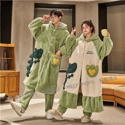 ペアパジャマ 冬 もこもこ カップル ペア ルームウェア セット 前開き 長袖 ペアパジャマ モコモコ メンズ ペアパジャマ カップル 秋冬 結婚祝い プレゼント ペ ddhc66