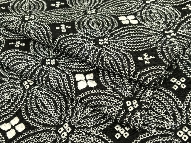 平和屋着物○上質な小紋 絞り 花菱文 黒地 正絹 逸品 AAAV7301zg