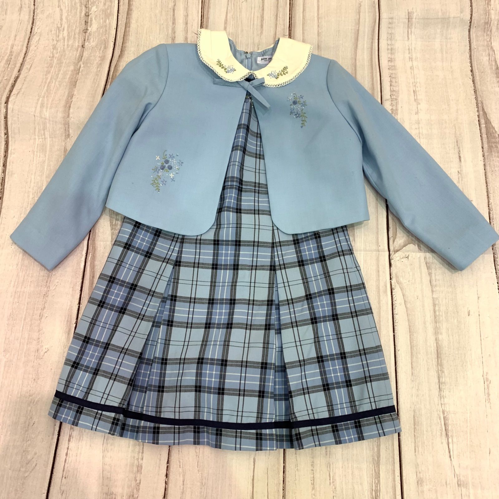 Pon Ponette ポンポネット　ワンピースアンサンブル　フォーマル　卒園式　入学式　発表会　結婚式　チェック柄　上品　バックヤード　1695