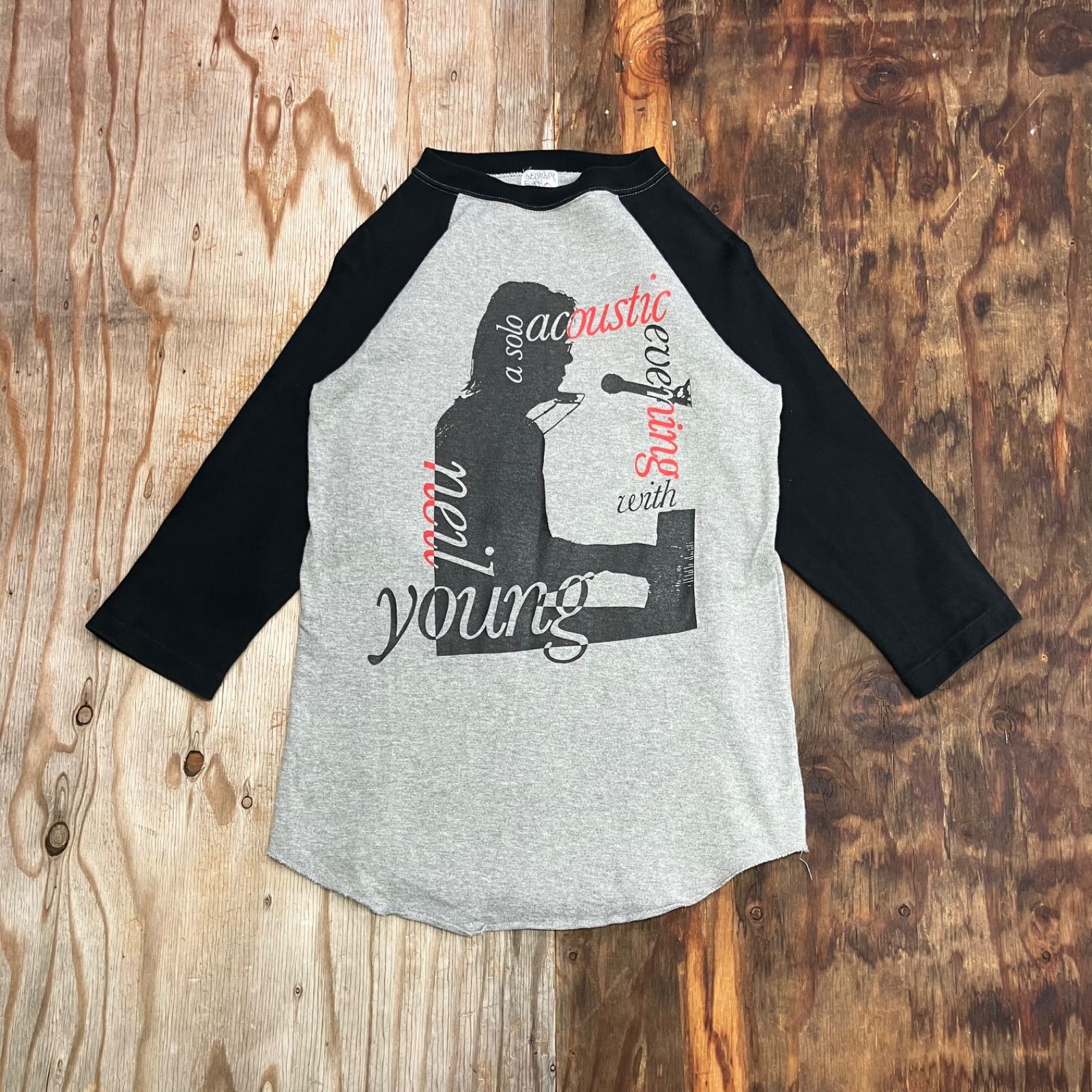 Neil Young ニールヤング ラグラン Tシャツ ブラック グレー 七分袖 