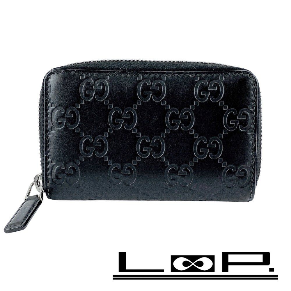 グッチ シマ ラウンドジップ コインケース ウォレット 小銭入れ レザー ブラック 255452 452758 11