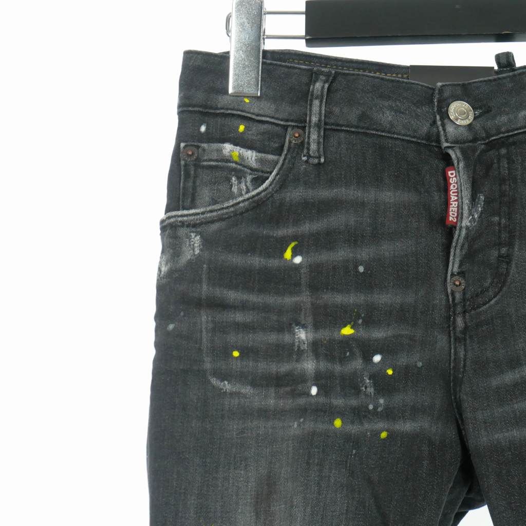 ディースクエアード DSQUARED2 21SS Jeans Cool Girl Cropped ペイント デニムパンツ ジーンズ 36 ブラック 黒  S72LB0404 国内正規