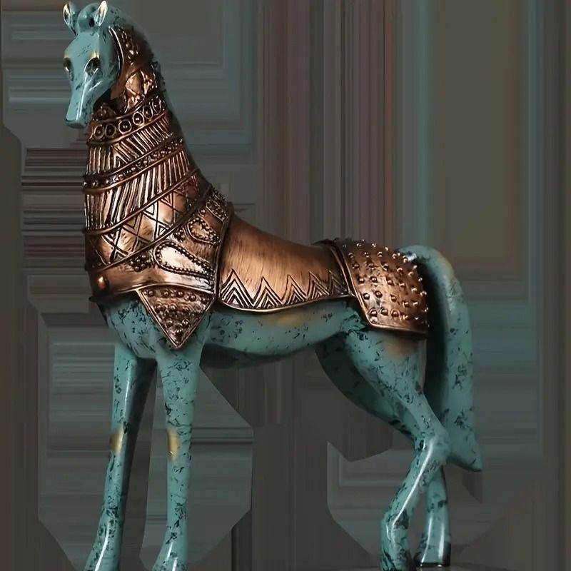 置物 装飾品 フィギュア 馬 ウマ ホース 戦馬 軍馬 ブルー ブロンズ 