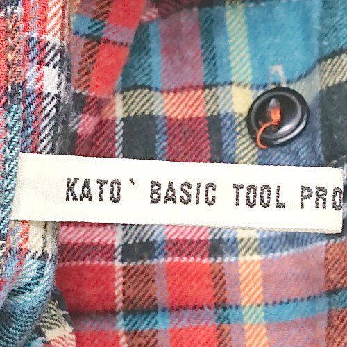 KATO'BASIC TOOL PROJECT?BY?KATO? フロントボタン チェック柄 長袖 シャツ サイズM レッド ブルー メンズ E