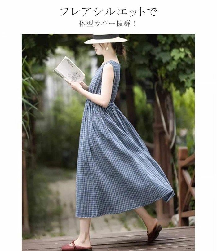 チェック柄 即購入OK ワンピース 夏 ノースリーブ レディース 春