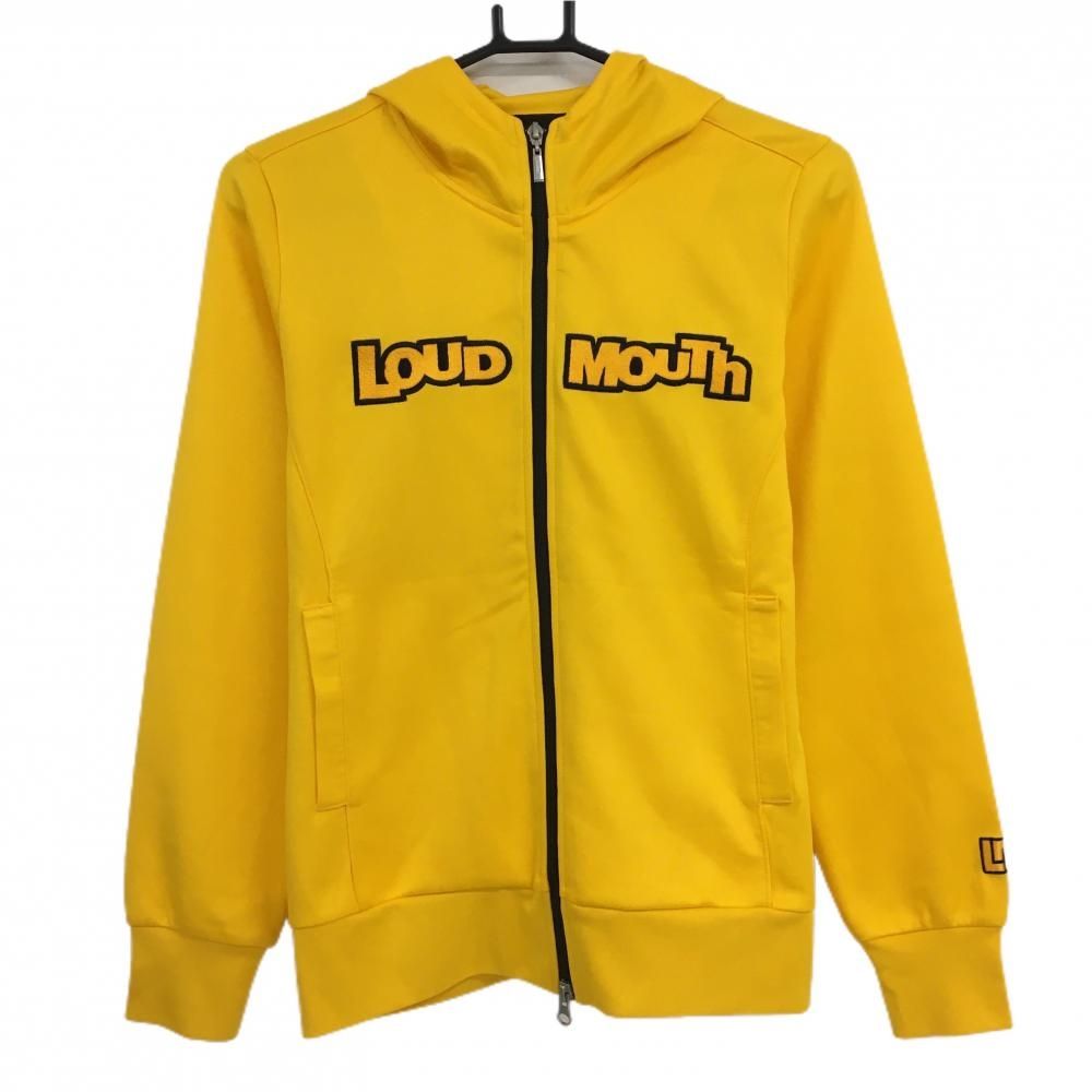 【超美品】ラウドマウス ジップパーカー イエロー×黒 胸元ロゴ ダブルジップ レディース M ゴルフウェア LOUDMOUTH