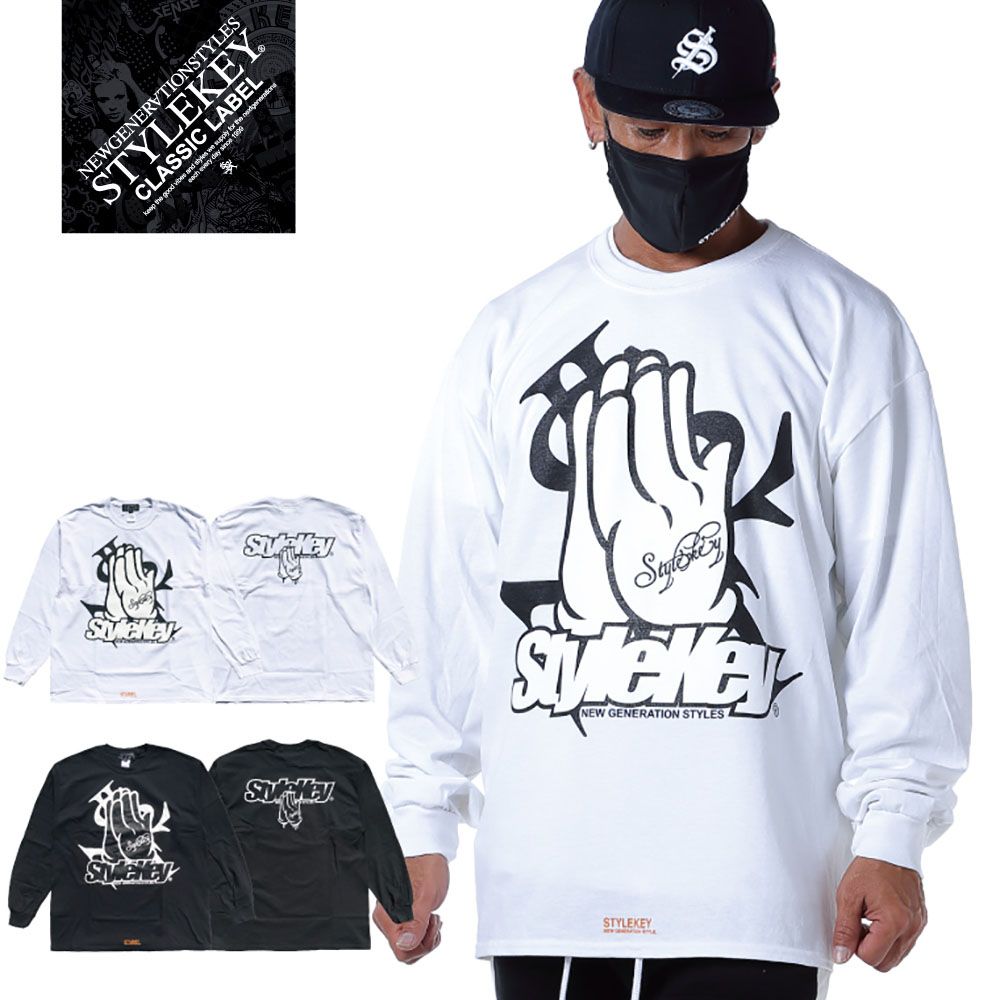 STYLEKEY CLASSIC LABEL(スタイルキー クラシック・レーベル) 長袖Tシャツ PRAY FOR YOU L/S TEE(SK99CL-LS10) ロンT ストリート ヒップホップ 大きいサイズ
