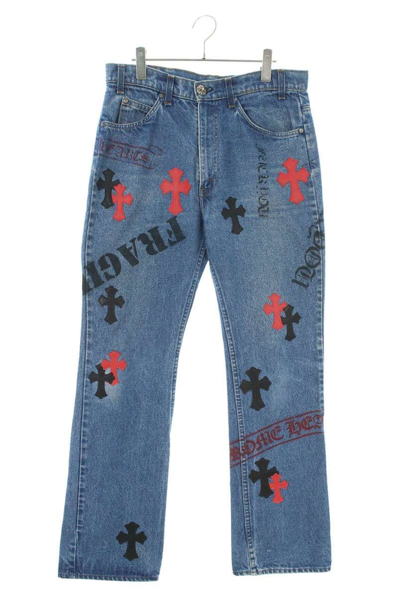 クロムハーツ  STENCIL DENIM/ステンシル ペイントデザインクロスパッチ付き517デニムパンツ メンズ 32インチ 【10/1～10/8 タイムセール開催】