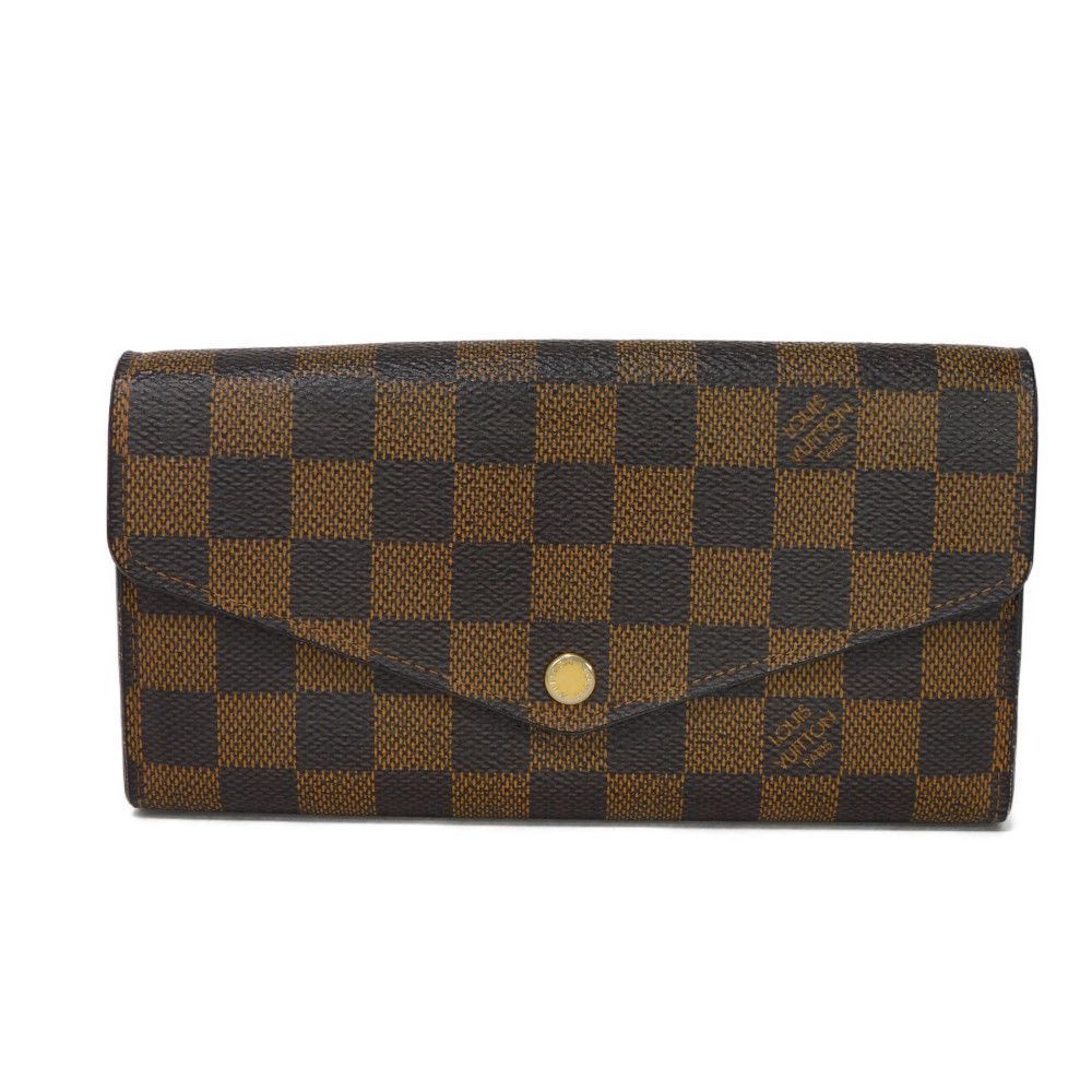 LOUIS VUITTON ルイ ヴィトン ポルトフォイユ サラ ロゴ ブラウン 市松模様 ビトン 二つ折り ロングウォレット ダミエ エベヌ 長財布 N63209