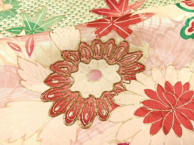 444 振袖フルセット 正絹 黒 白 橙 豪華総刺繍 金彩 駒刺繍 絞り 華やか 振袖 千總謹製 豪華 刺繍 金駒 金彩 ちりめん 古典 身丈150cm
