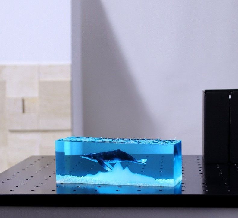 ザトウクジラ フィギュア  LEDライト USBケーブル 木製台座 付き セット ザトウクジラ フィギュア LEDライト USBケーブル 木製台座 付き
