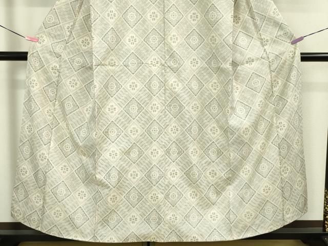 平和屋本店□希少 本場大島紬 龍郷絣 白大島 大林新治作 菱文 証紙付き  