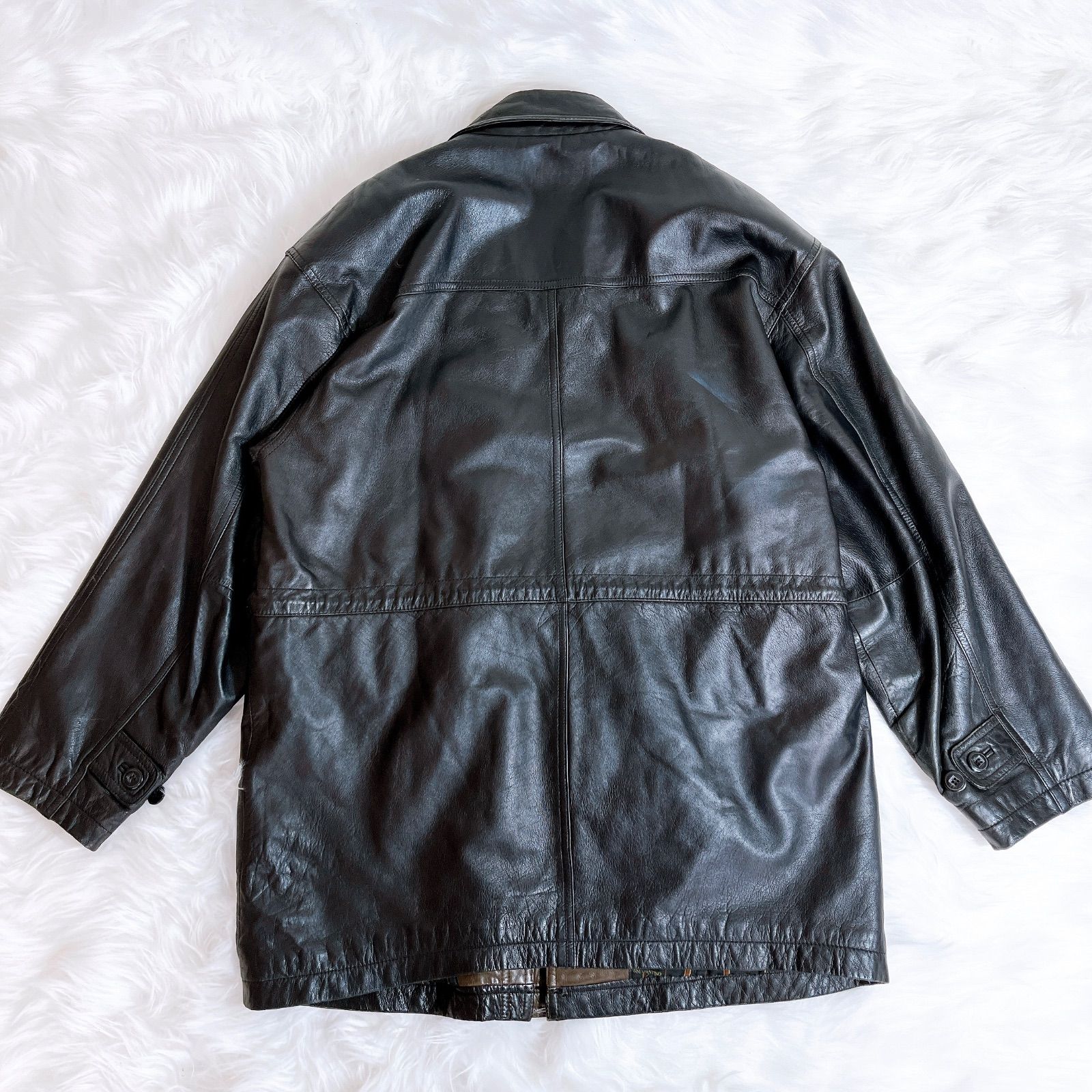 ジャンニヴァレンティノ 最 ラムレザー ジップアップ レザーコート L