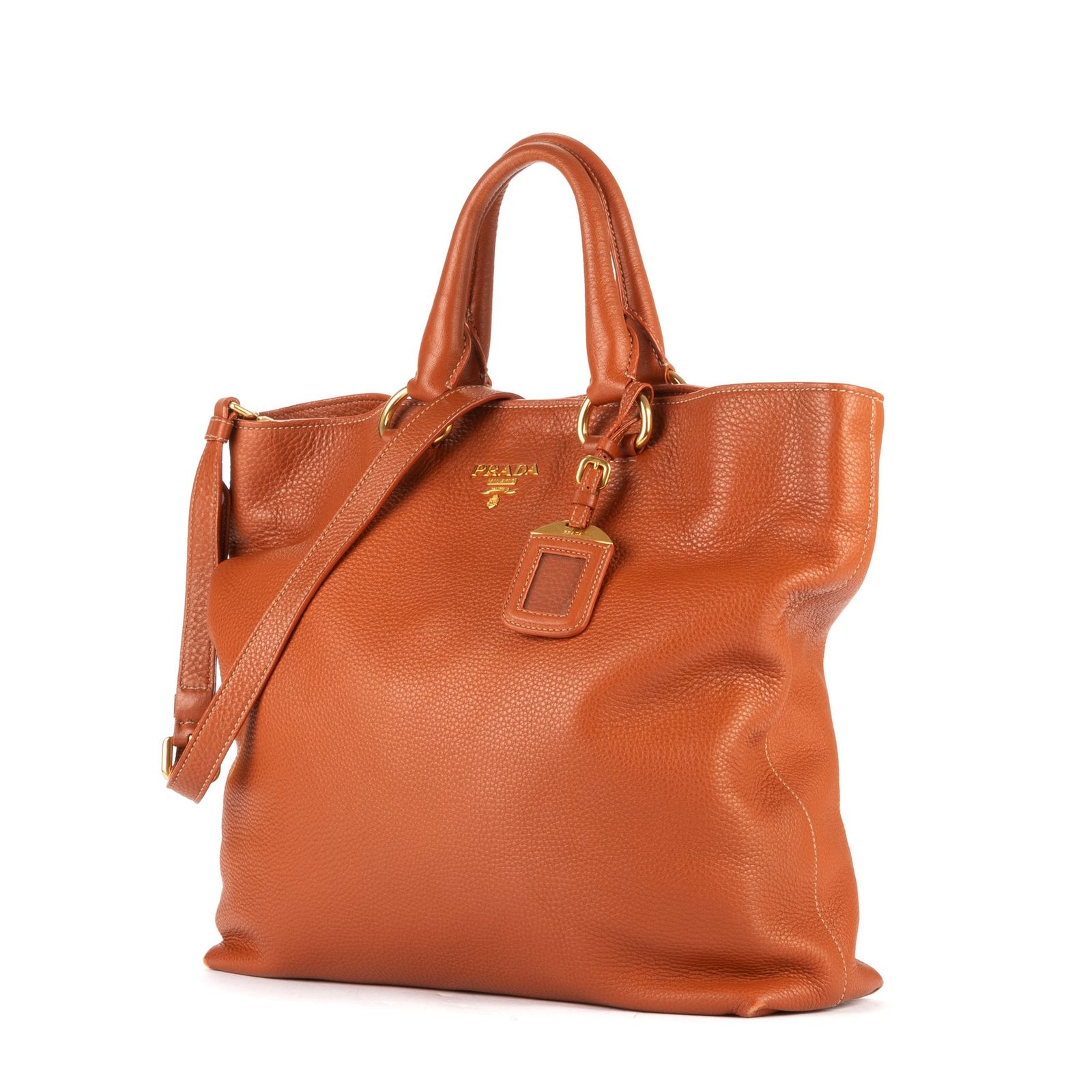 PRADA プラダオレンジカーフスキンレザーA