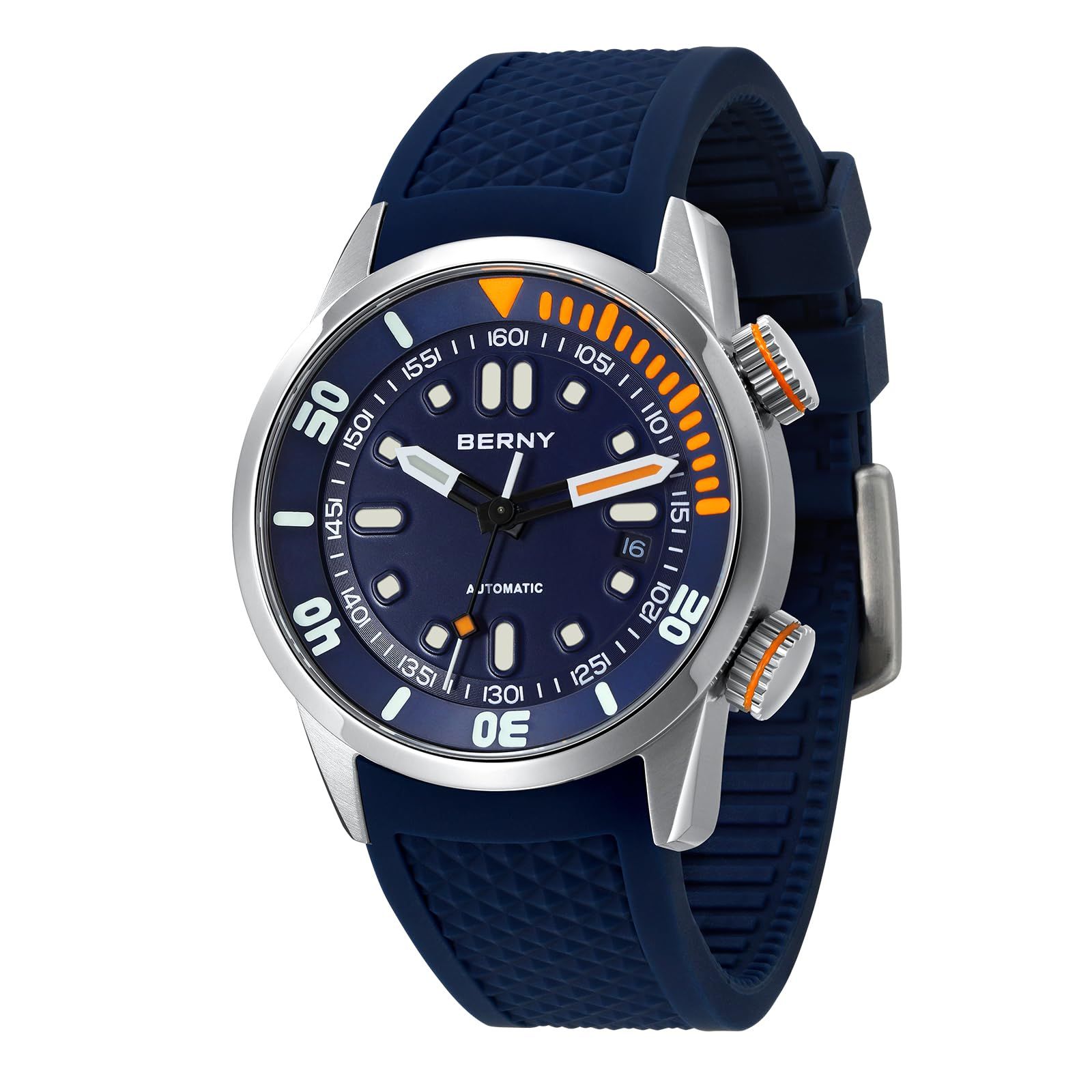 BERNY 腕時計 メンズ 機械式腕時計 メンズウォッチ メンズ腕時計 メンズ自動巻きダイビングウォッチ 20 ATM防水 サファイアガラス 快適シリコンバンド 超高輝度発光 自動巻き＆手巻き機能搭載