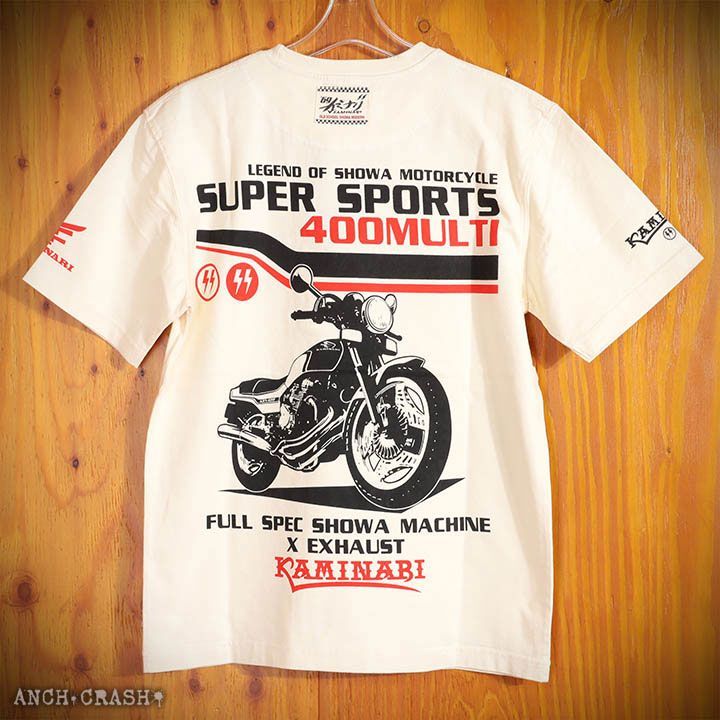 カミナリ Xエグゾースト 半袖 Tシャツ KMT-220 ブラック エフ商会旧車 在庫限りセール SALE 50%off カミナリ Xエグゾースト 半袖T