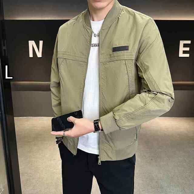 L 春 コーデ メンズ 用 服 シンプル ファッション オシャレ 大人 かっこいい 紳士服 カジュアル スタンド ジャケット トップス 春秋 カジュアル 通勤スタイル 重ね着コーデ ゆったりシルエット 軽アウター