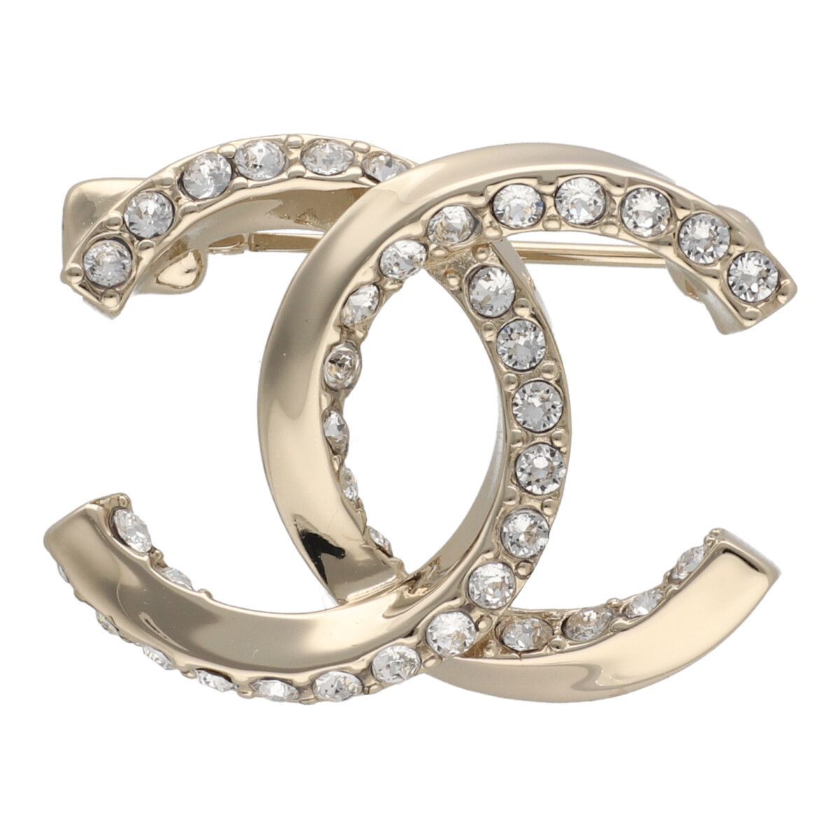 CHANEL シャネル ココマーク ラインストーン ブローチ B23B ABA713 ゴールド ロゴ アクセサリー 23047001 RS
