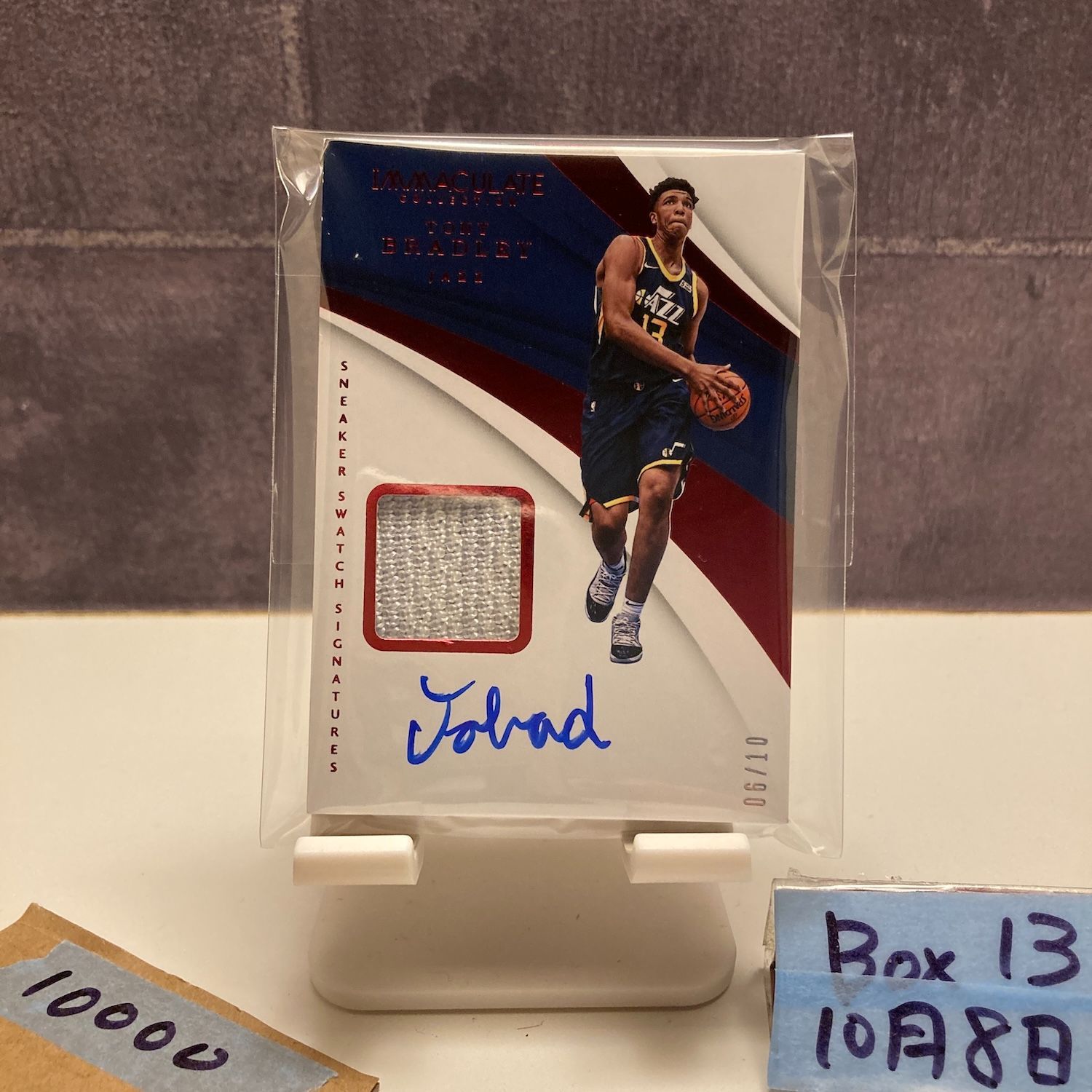 2017-18 Panini Immaculate Collection Tony Bradley 06|10 直筆サインカード UTAH JAZZ Sneaker Swatch カード