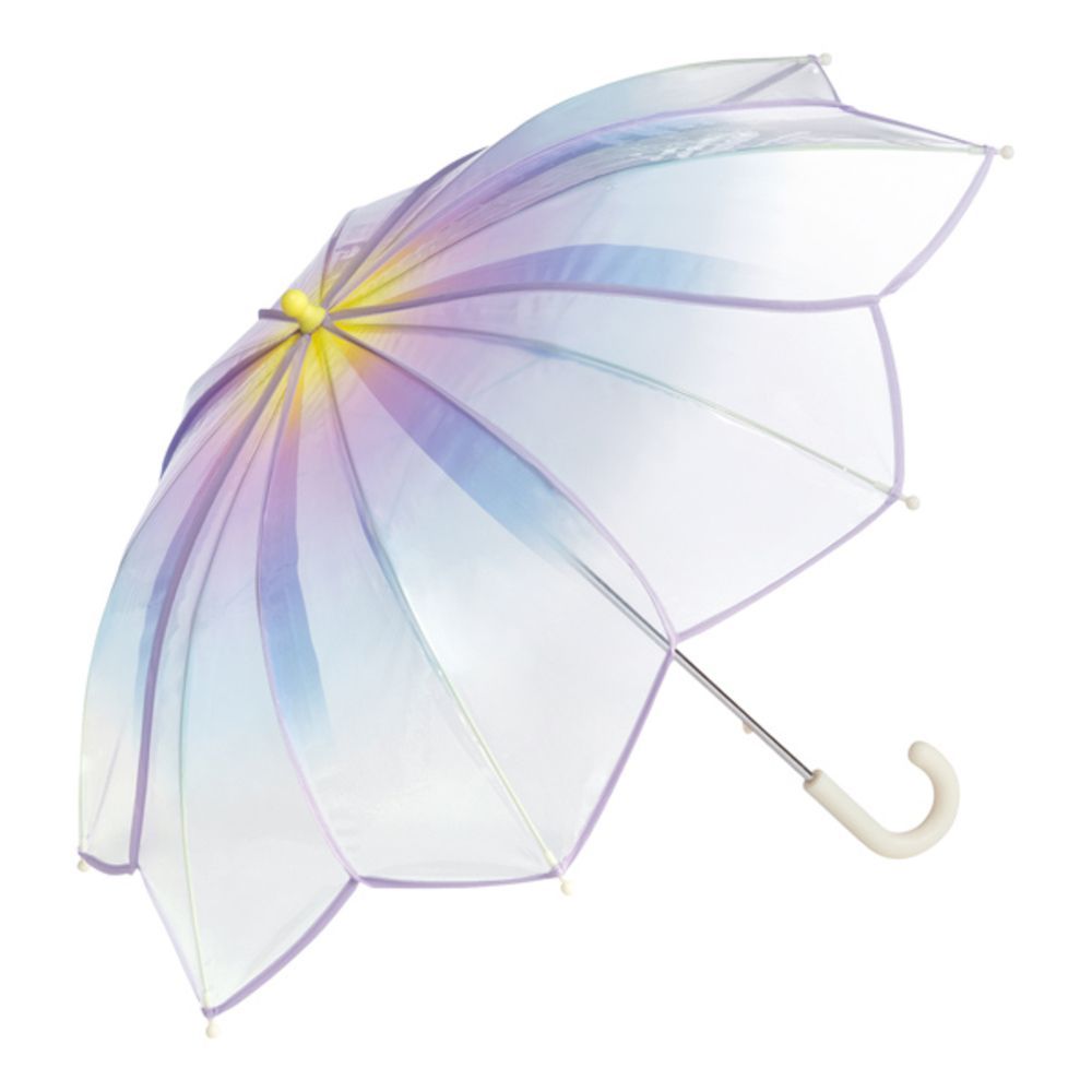 ブルー  ワールドパーティー WPC. フラワーフェアリーアンブレラ 50cm WPC. ワールドパーティ アンブレラ 50cm 雨傘 長傘 ビニール傘 手開き 透明 グラデーション 安心 安全 開閉しやすい フラワ