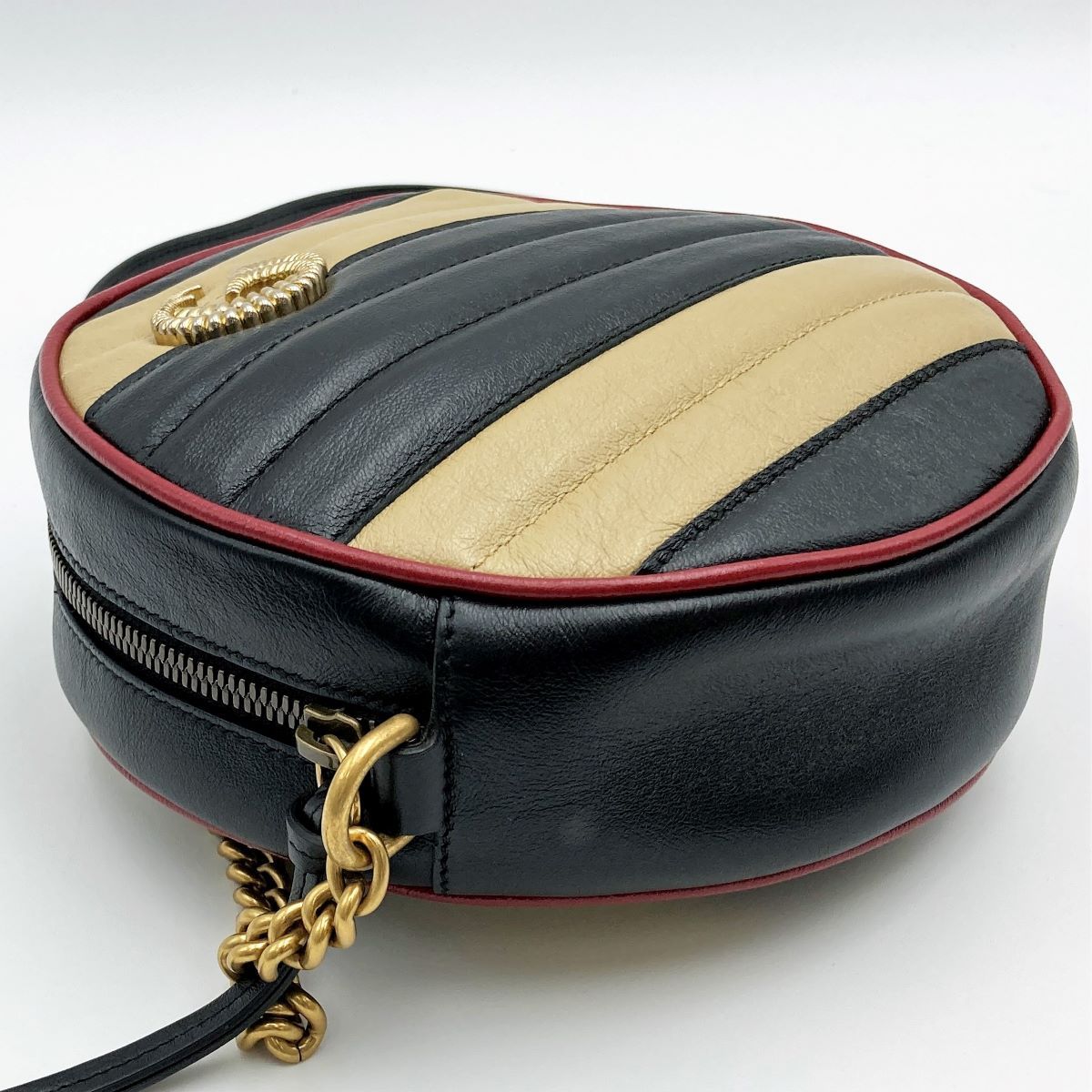 美品 GUCCI グッチ GGマーモント ショルダーバッグ ラウンド ミニ 