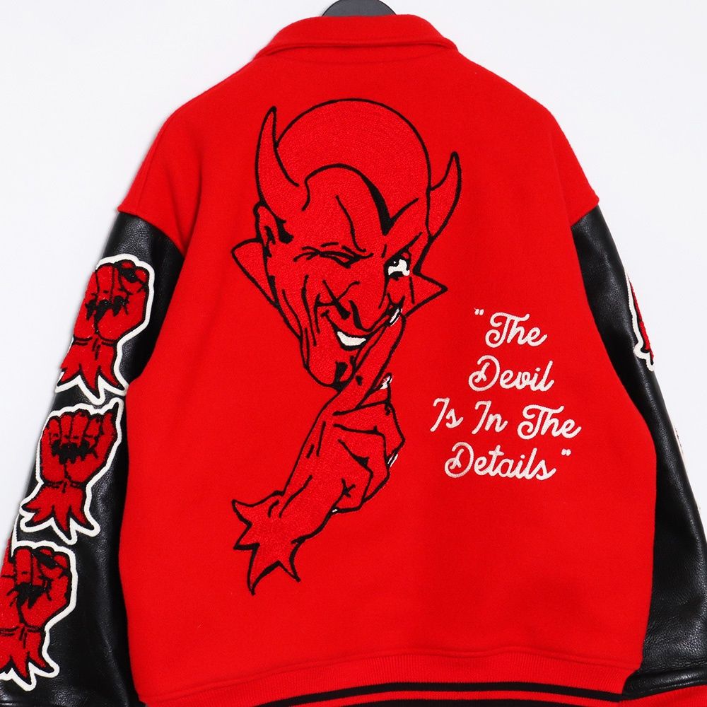 SAINT MICHAEL VARSITY JKT/DEVIL XLサイズ レッド SM-A22-0000