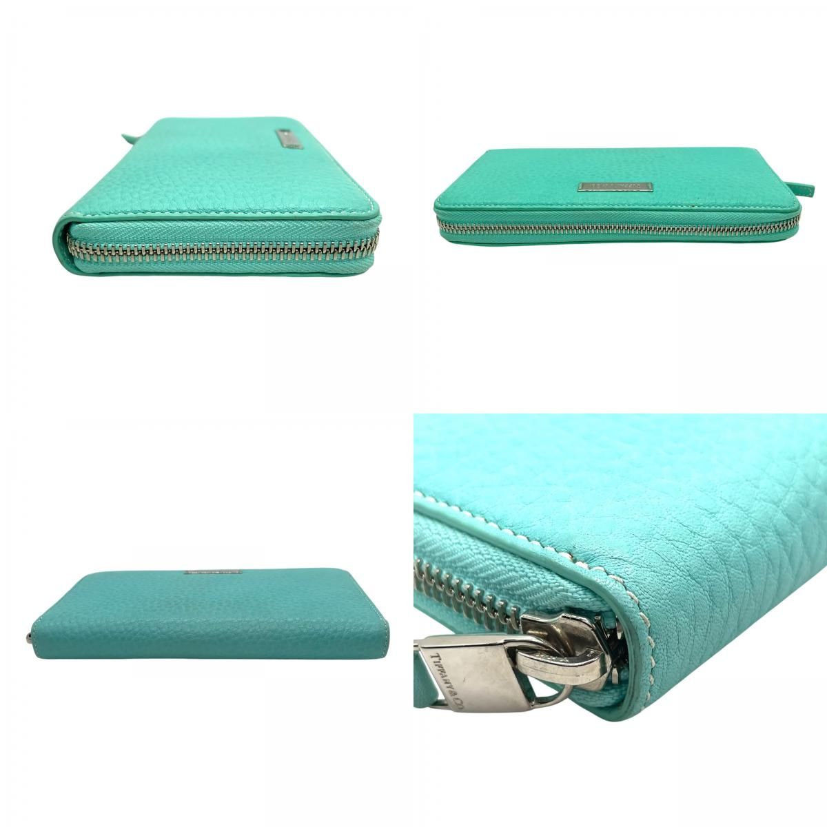 極美品 Tiffany & Co. ティファニー 長財布 ラウンドファスナー 水色