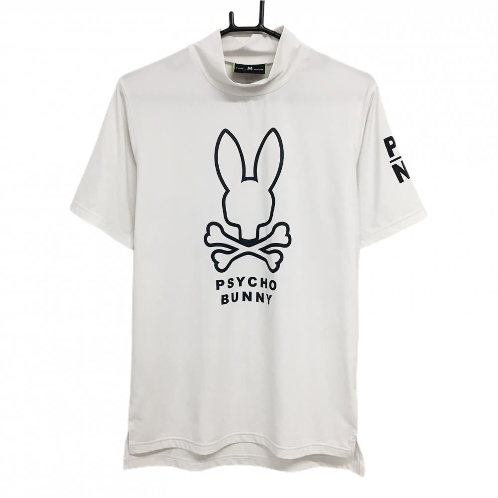 【SALE／60%OFF】 美品】サイコバニー 半袖ハイネックシャツ 白×ネイビー メンズウェア